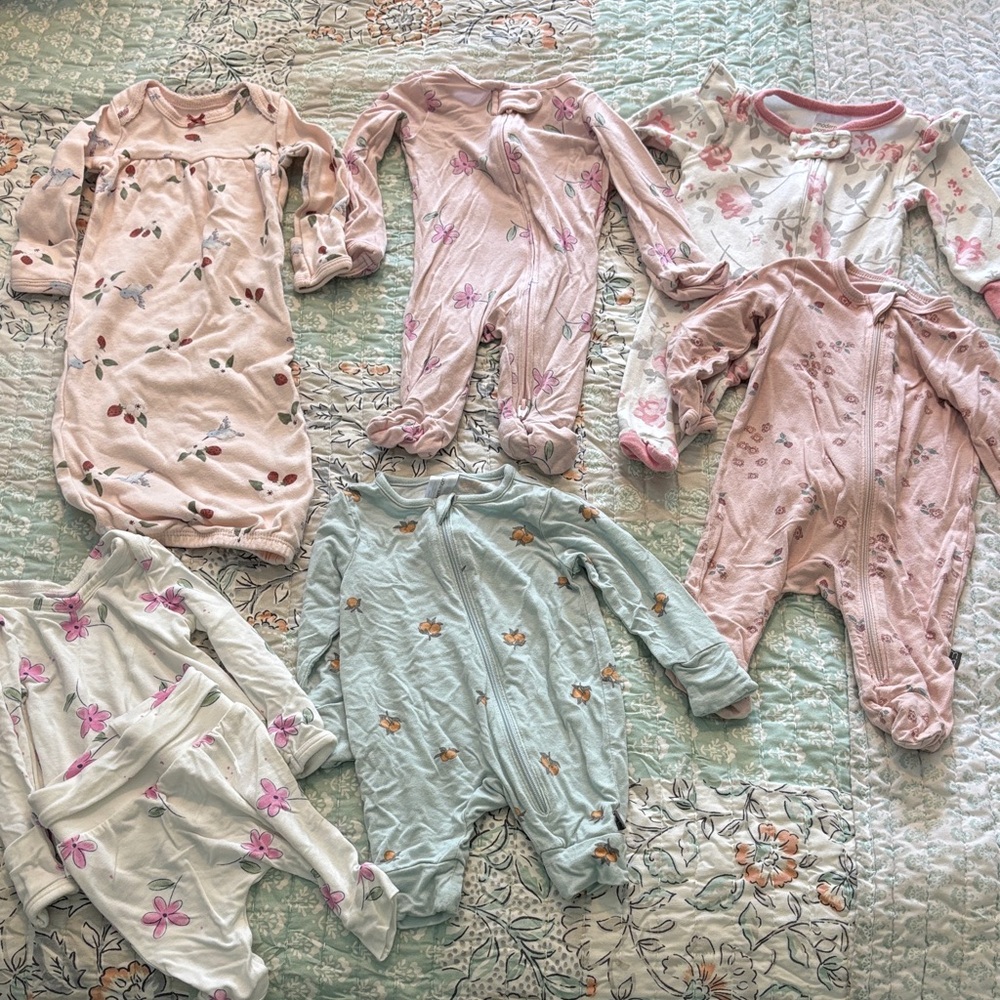 Baby Girls Assorted Pink and Light Blue Footie Sleepers - Pack